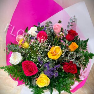 Ramo de 12 Rosas Multicolor